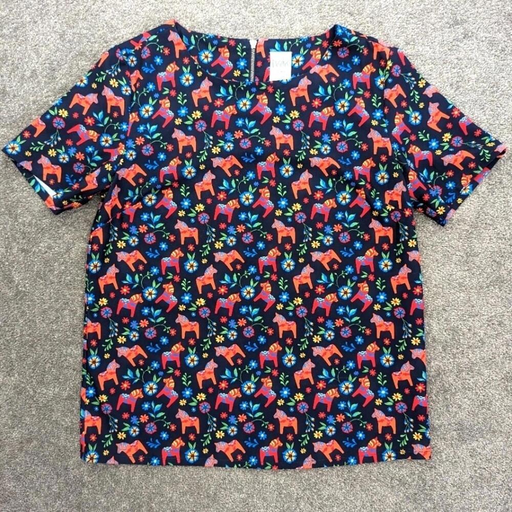 Twik PIÑATA print short sleeve oversized blouse women's small